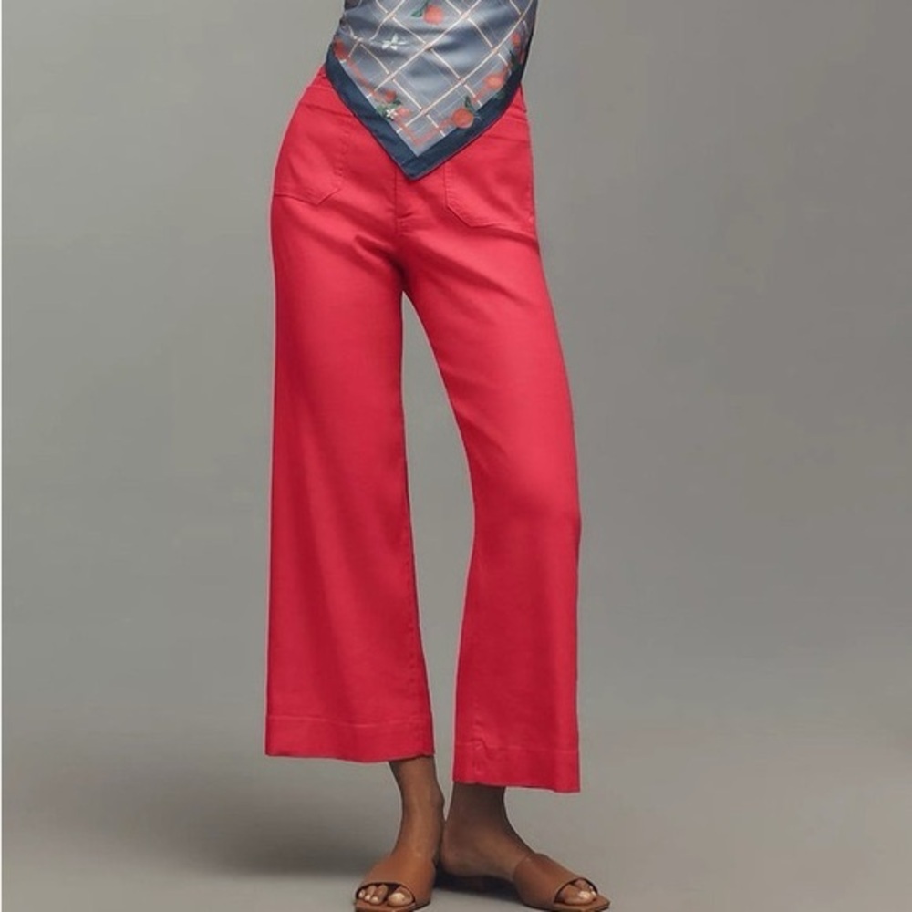 NWT Anthropologie The Colette 27 Tall Linen Blend Crop Wide-Leg Pants by Maeve